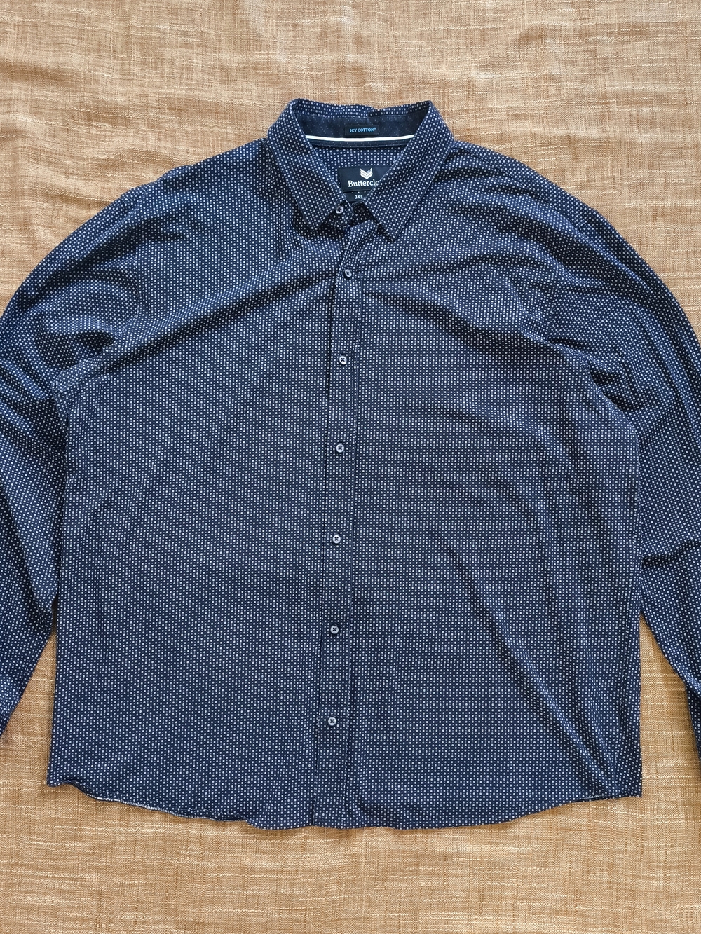 Buttercloth Navy Icy cotton Geometric Microdot Long-Sleeve Dress Shirt Size 3XL